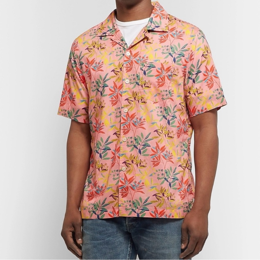 Todd Snyder Pink Floral Short-Sleeve Button-Down Shirt